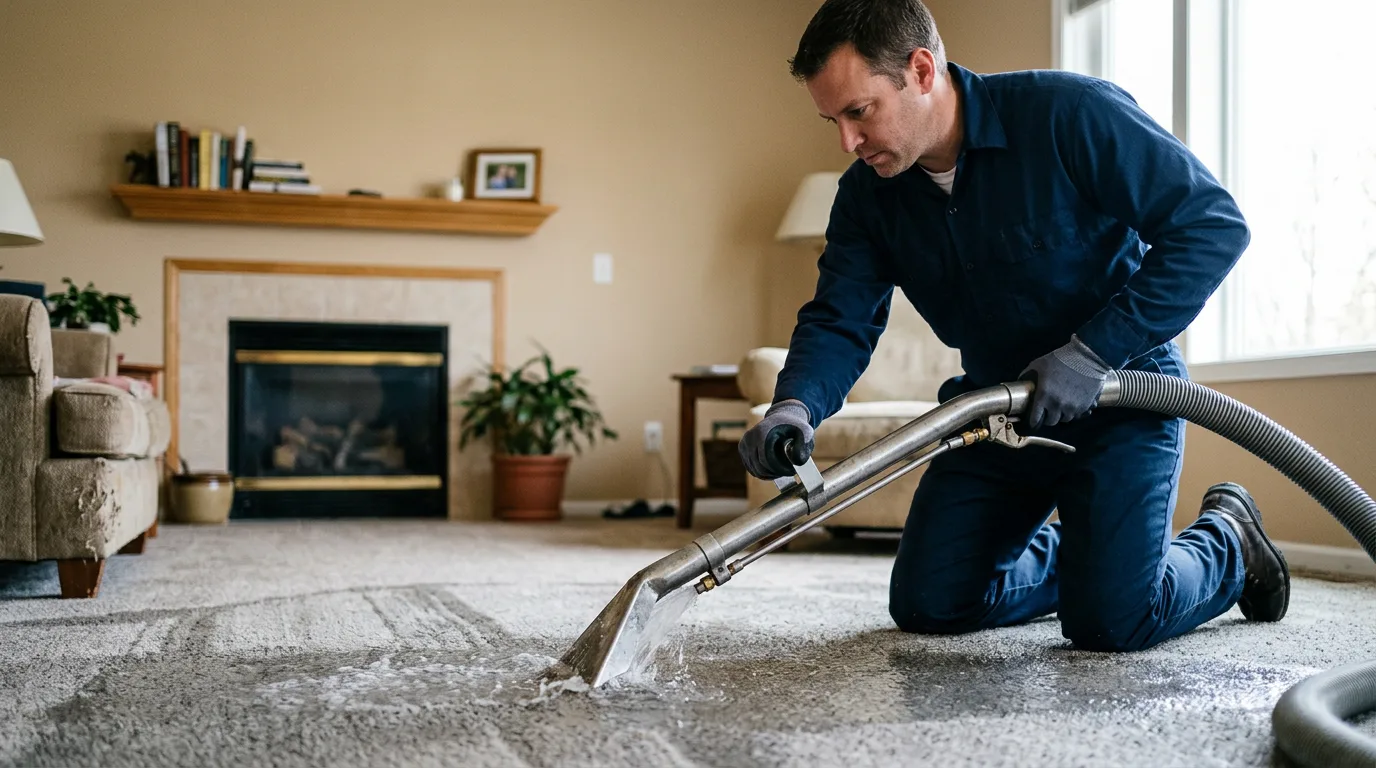 Water damage restoration technician working near Fremont, WI